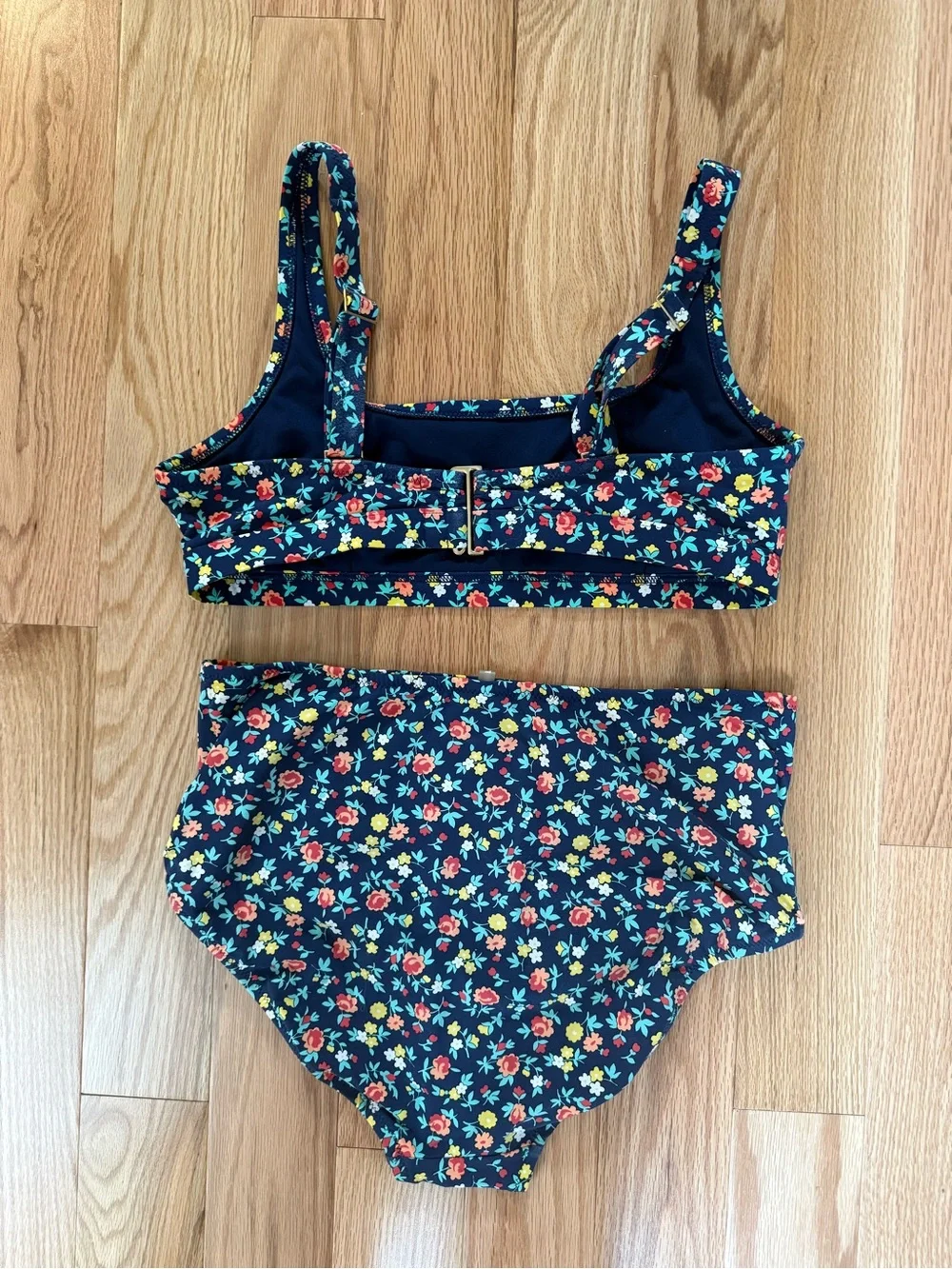 Lands' End Navy Ditsy Floral Two-Piece Swim Set - Picture 3 of 5